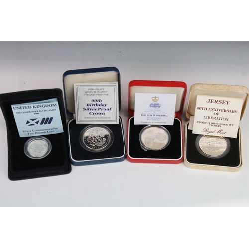 72 - A Collection Of Four Cased Silver Proof Coins To Include The 1986 Scotland Commonwealth Games £2 Coi... 