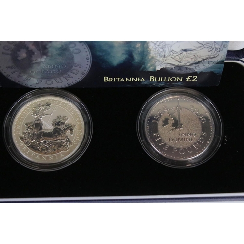 73 - A Collection Of Three Cased Silver Coins To Include A Britannia £2 Coin, A 25th Anniversary Of The Q... 