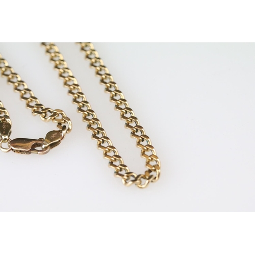 5 - 9ct gold flat curb link necklace, lobster clasp, length approx 65cm