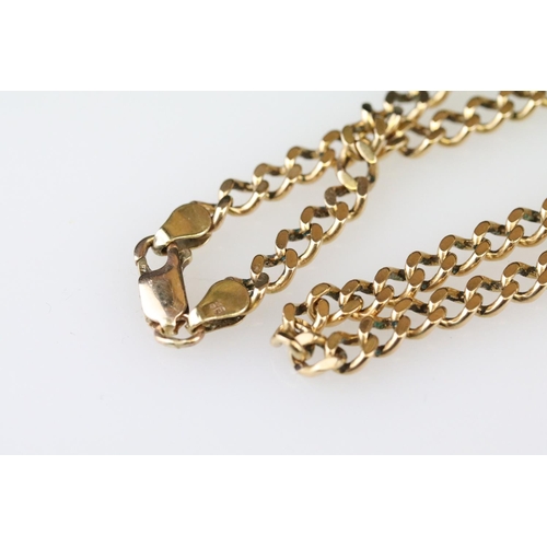 5 - 9ct gold flat curb link necklace, lobster clasp, length approx 65cm