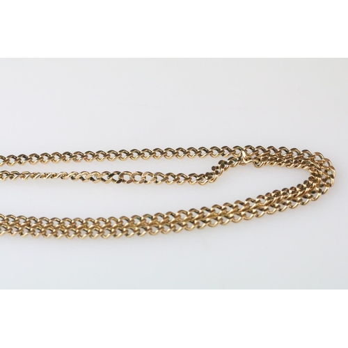 5 - 9ct gold flat curb link necklace, lobster clasp, length approx 65cm