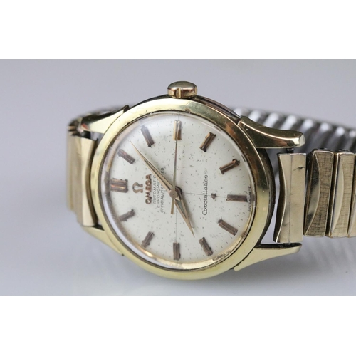 551 - Omega Constellation automatic gents wristwatch, baton numeral markers, replacement winder, replaceme... 