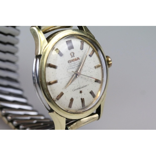 551 - Omega Constellation automatic gents wristwatch, baton numeral markers, replacement winder, replaceme... 