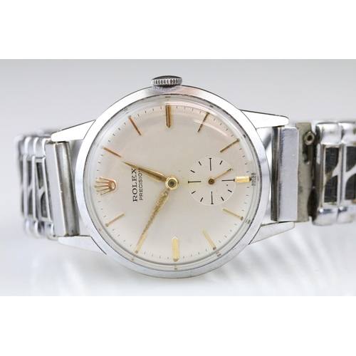 563 - Vintage Rolex Precision stainless steel wrist watch. The watch having a cream dial with gilt baton m... 