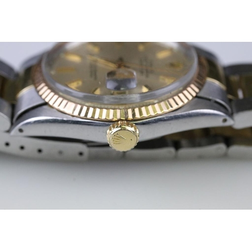 534 - Rolex Oyster Perpetual Datejust automatic wrist watch. The watch having a champagne dial with gilt b... 