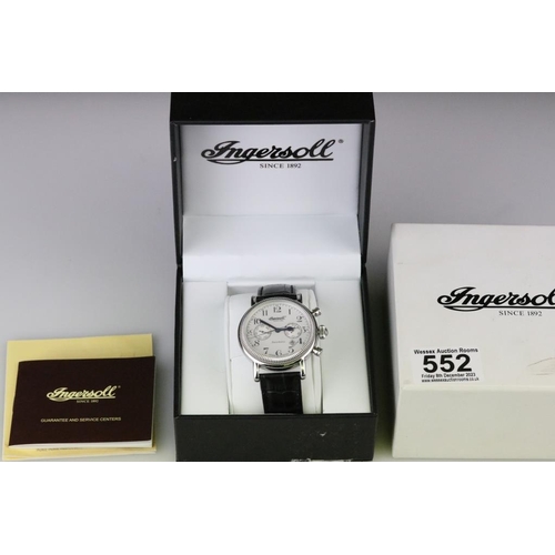 552 - Ingersoll automatic gents stainless steel wristwatch, numbered 316L, white dial with two subsidiary ... 