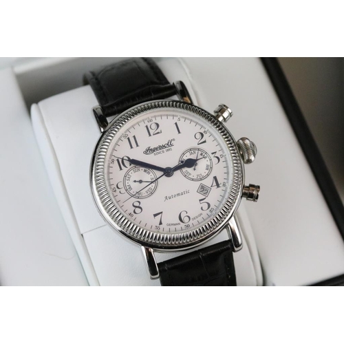 552 - Ingersoll automatic gents stainless steel wristwatch, numbered 316L, white dial with two subsidiary ... 