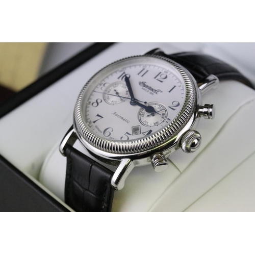 552 - Ingersoll automatic gents stainless steel wristwatch, numbered 316L, white dial with two subsidiary ... 