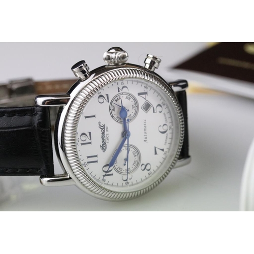 552 - Ingersoll automatic gents stainless steel wristwatch, numbered 316L, white dial with two subsidiary ... 