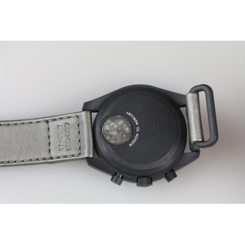 562 - Swatch Omega Mission to Mercury from the MoonSwatch series bioceramic speedmaster watch, three black... 