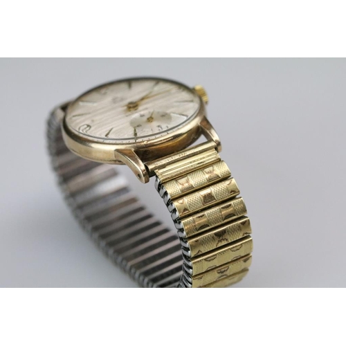 567 - Smiths 9ct gold cased Gents wristwatch, textured dial and seconds dial, gold Arabic and baton numera... 