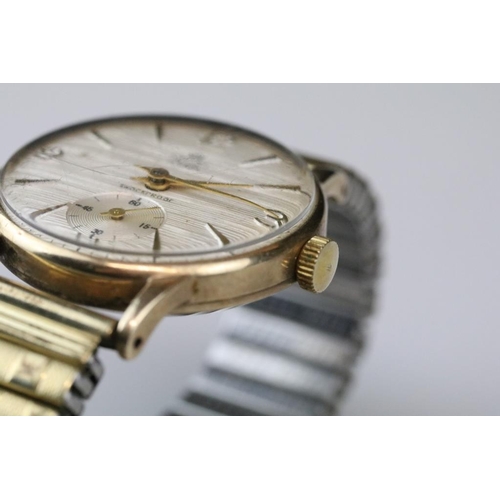 567 - Smiths 9ct gold cased Gents wristwatch, textured dial and seconds dial, gold Arabic and baton numera... 