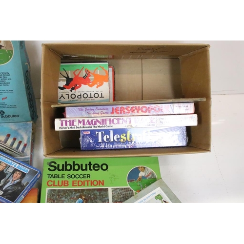 420 - Collection of mixed games / board games to include Subbuteo Table Soccer Club Edition, Subbuteo Cric... 