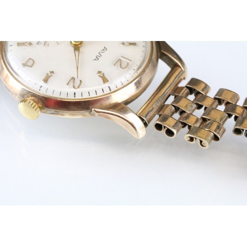 530 - Mid Century Avia hallmarked 9ct gold gentleman's wrist watch having a round face with subsidiary dia... 