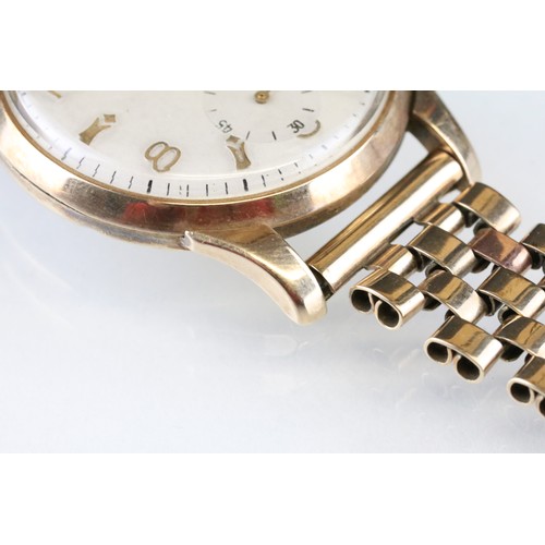 530 - Mid Century Avia hallmarked 9ct gold gentleman's wrist watch having a round face with subsidiary dia... 