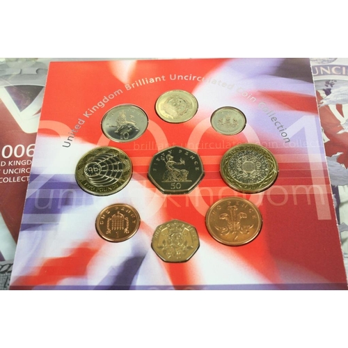 265 - A collection of United Kingdom Royal Mint uncirculated coin year sets to include 2000, 2001, 2002, 2... 