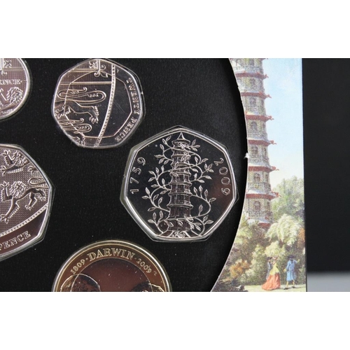 267 - A United Kingdom Royal Mint brilliant uncirculated 2009 coin year set to include the Kew Garden 50p ... 