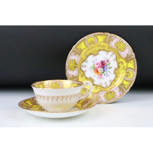 24 - Early 20th Century Royal Worcester tea set with fine gilt detailing and hand painted floral decorati... 