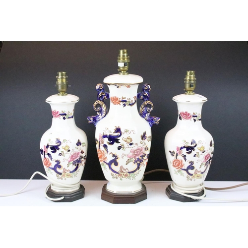 26 - Three Masons Ironstone 'Mandalay' ceramic table lamps to include a ltd edn example (41cm high) and a... 