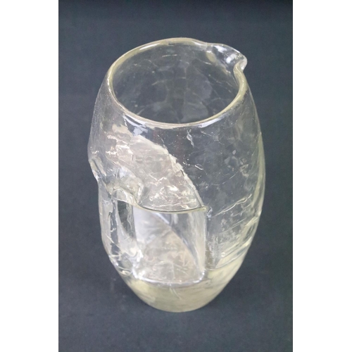 3 - Kolomann Moser (1868-1918) for Loetz Crackle glass jug or pitcher. Glass Unsigned 16.5cm high .