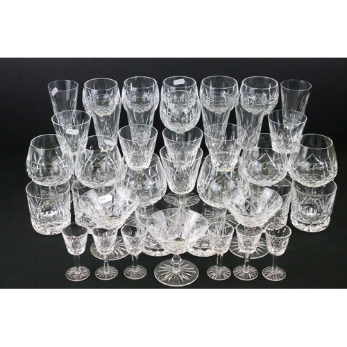 27 - Waterford 'Lismore' pattern drinking glasses to include 6 hock glasses, 6 Champagne glasses, 6 wine ... 