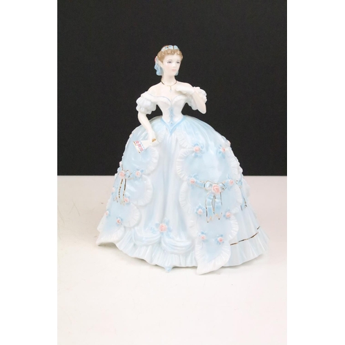 32 - Seven porcelain lady figurines to include 3 x Royal Worcester (A Royal Presentation ltd edn, The Fir... 