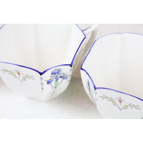 43 - Shelley Queen Anne 'Blue Iris' tea set, pattern no. 11561, to include teapot & cover, teapot stand, ... 