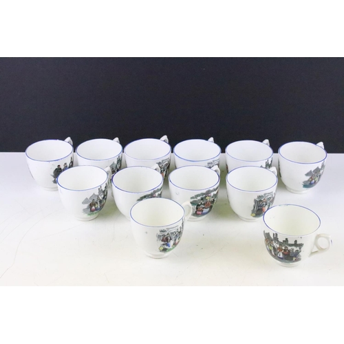 45 - Staffordshire Pottery ' Welsh Costumes ' transfer printed tea set for 12, to include 12 teacups & sa... 