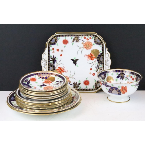 46 - Shelley ' Ashbourne ' pattern tea set for six, pattern no. 8524, to include 6 teacups & saucers, 6 t... 