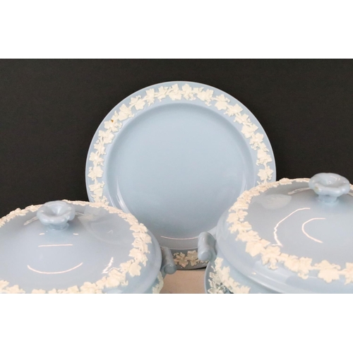 54 - Wedgwood Embossed Queens Ware dinner service to include 8 dinner plates, 8 lunch plates, 2 tureens &... 