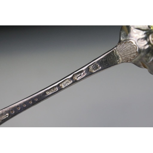 662 - George II silver spoon with later repoussé berry decoration, makers Benjamin Cartwright I, London 17... 