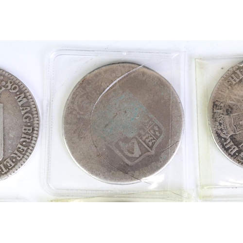 281 - A collection of nine British King William III & Mary early milled silver and copper coins to include... 