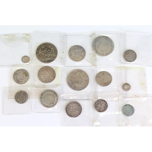 290 - A collection of fourteen British King George III early milled silver coins to include three half cro... 