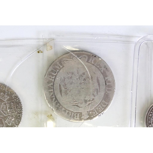 290 - A collection of fourteen British King George III early milled silver coins to include three half cro... 