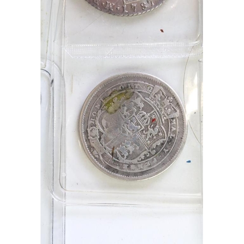 290 - A collection of fourteen British King George III early milled silver coins to include three half cro... 