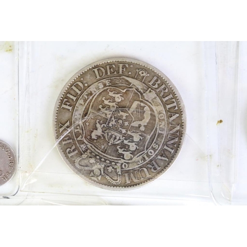 290 - A collection of fourteen British King George III early milled silver coins to include three half cro... 