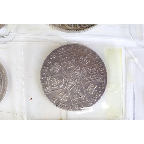 290 - A collection of fourteen British King George III early milled silver coins to include three half cro... 