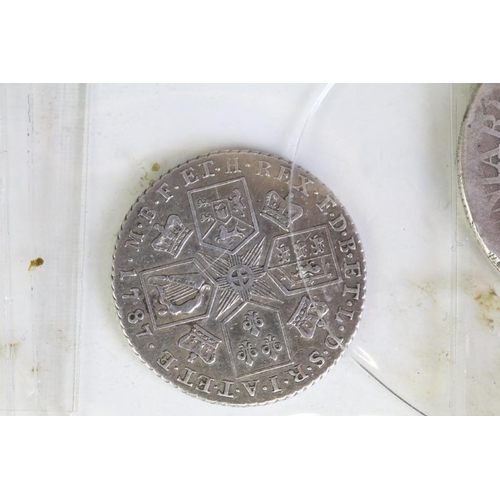 290 - A collection of fourteen British King George III early milled silver coins to include three half cro... 