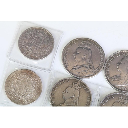 298 - A collection of eleven Queen Victoria silver coins to include Crowns, Double Florins, Half Crowns, F... 