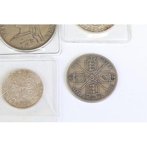 298 - A collection of eleven Queen Victoria silver coins to include Crowns, Double Florins, Half Crowns, F... 