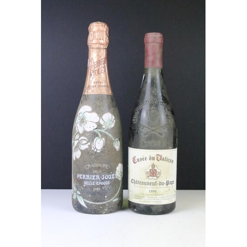 718 - Wine - Three bottles of Champagne to include Perrier-Jouet Belle Epoque Brut 1989 (75cl, 12.5% vol),... 