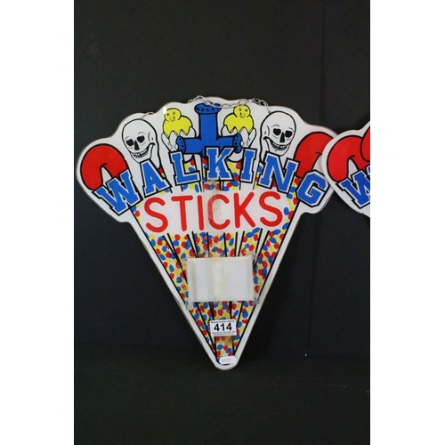 414 - Three fairground style 'Walking Sticks' wall hanging signs, approx 40cm long