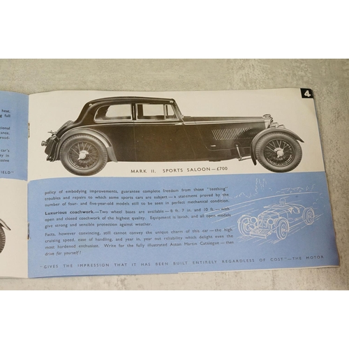 211 - Two vintage Aston Martin car brochures to include Mark.II models.