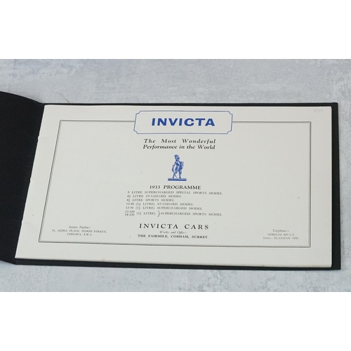 213 - Two Invicta car brochures to include 1931 and 1936 examples.