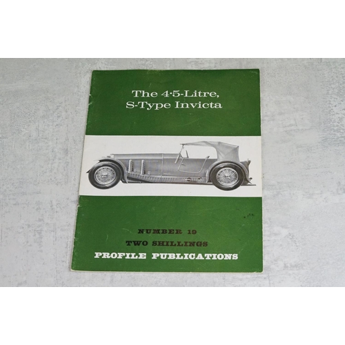 215 - A small group of vintage car brochures to include the 4.5 litre S-Type Invicta and the Maserati 250F... 