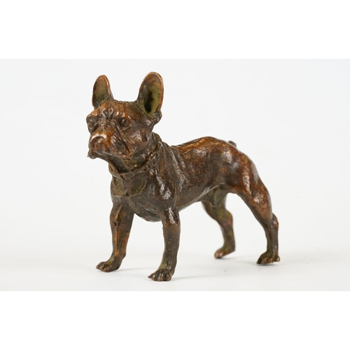 218 - An ornamental bronze figure of a French bulldog, stands approx 6cm in height.