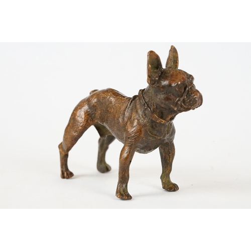 218 - An ornamental bronze figure of a French bulldog, stands approx 6cm in height.