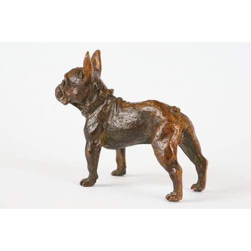 218 - An ornamental bronze figure of a French bulldog, stands approx 6cm in height.