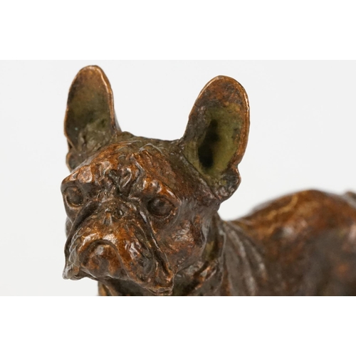 218 - An ornamental bronze figure of a French bulldog, stands approx 6cm in height.