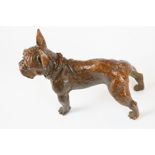 218 - An ornamental bronze figure of a French bulldog, stands approx 6cm in height.